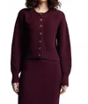 Eleven Six Becca Crewneck Cardigan In Bordeaux In Burgundy
