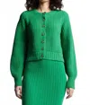 Eleven Six Becca Crewneck Cardigan In Emerald In Green