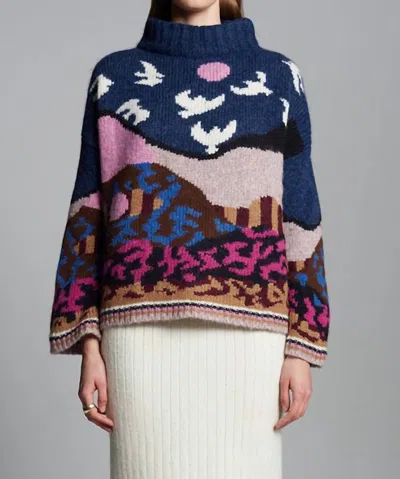 Eleven Six Caroline Mock Neck Sweater In Blue Multi