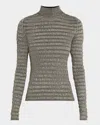Eleven Six Clara Textured Mock-neck Sweater In Black With Gold Lurex