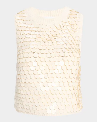 Eleven Six Cora Paillette Crochet-stitch Crop Tank In Ivory Sequins