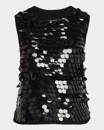 Eleven Six Cora Sequin Crochet Tank In Black