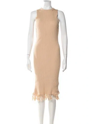 Pre-owned Eleven Six Crew Neck Midi Length Dress In Neutrals