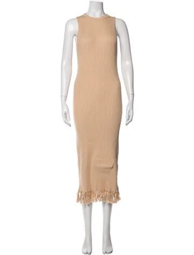Pre-owned Eleven Six Crew Neck Midi Length Dress In Neutrals