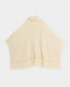 Eleven Six Hanni Turtleneck Tassel Fringe Wool Poncho In Neutral