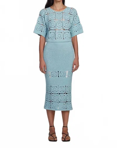 Eleven Six Jana Crochet Midi Skirt In Skye Blue