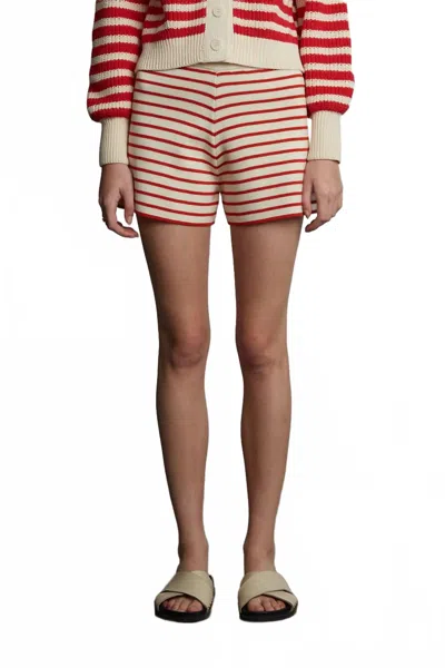 Eleven Six Lea Stripe Short In Ivory/rosso In Multi