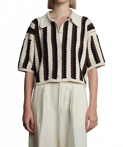Eleven Six Lila Crochet Shirt In Espresso In Multi