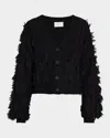 Eleven Six Luella Fringed Button-down Cardigan In Black
