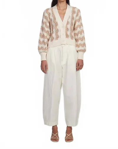 Eleven Six Luna Cardigan In Ivory/sand In Brown