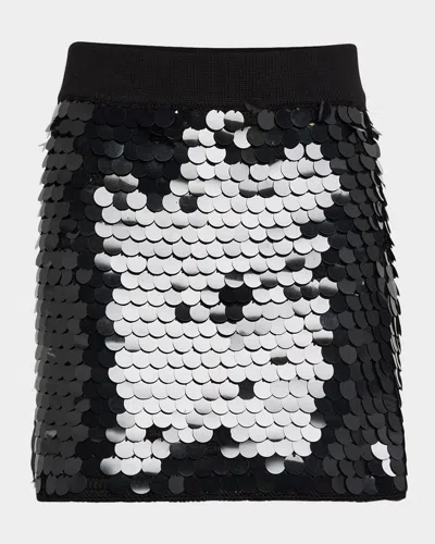 Eleven Six Mya Sequin Crochet Mini Skirt In Black