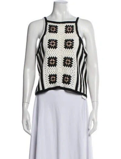Pre-owned Eleven Six Patterned Square Neckline Crop Top W/ Tags In Neutrals