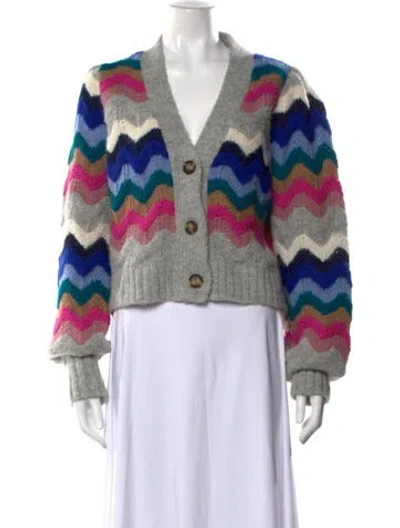 Pre-owned Eleven Six Patterned V-neck Sweater In Grey