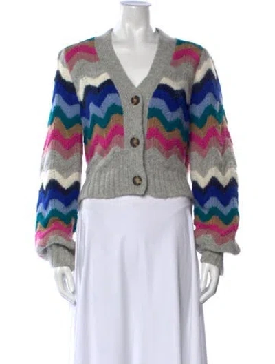 Pre-owned Eleven Six Patterned V-neck Sweater In Grey