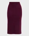 Eleven Six Pia Ribbed Straight Midi Skirt In Burgundy