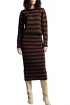 Eleven Six Pia Stripe Tube Skirt In Black & Cocoa Stripe In Multi