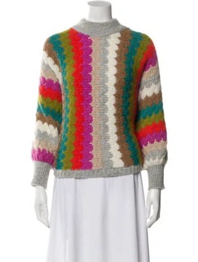 Pre-owned Eleven Six Printed Mock Neck Sweater In Gray