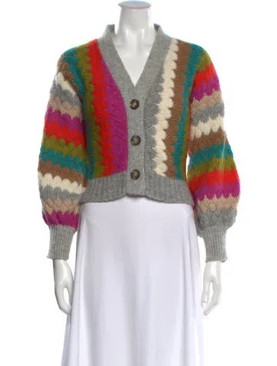 Pre-owned Eleven Six Printed V-neck Sweater In Neutral