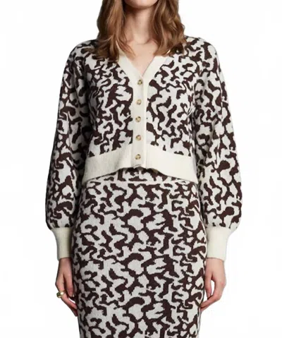 Eleven Six Rumi Button Down Cardigan In Ivory/espresso Combo In Multi