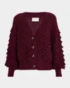 Eleven Six Sage Popcorn-stitch Alpaca-blend Cardigan In Burgundy