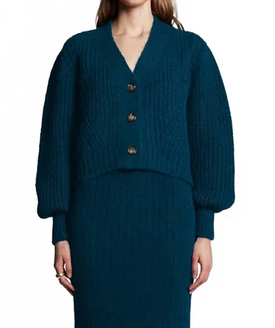 Eleven Six Sara Blouson Sleeves Cardigan In Regal Green