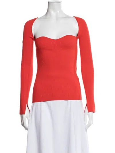 Pre-owned Eleven Six Scoop Neck Long Sleeve Top In Red