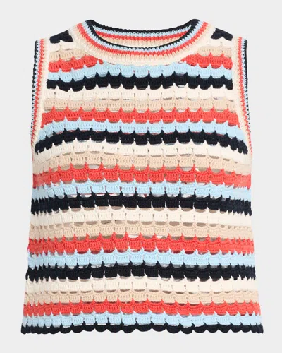 Eleven Six Sofia Striped Crochet Crop Top In Muticolor