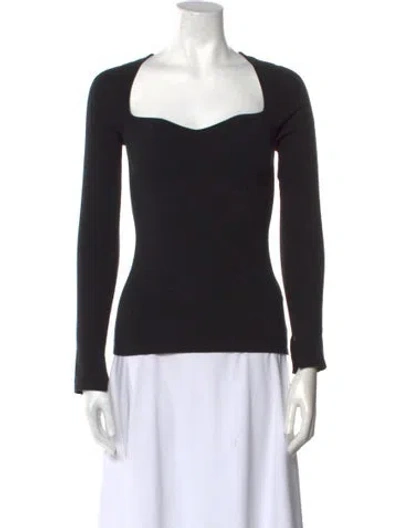 Pre-owned Eleven Six Square Neckline Long Sleeve Top In Black