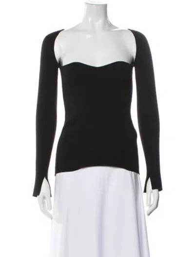 Pre-owned Eleven Six Square Neckline Long Sleeve Top In Black