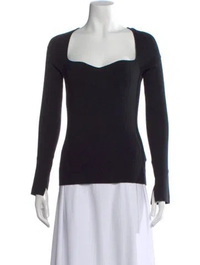 Pre-owned Eleven Six Square Neckline Long Sleeve Top In Black