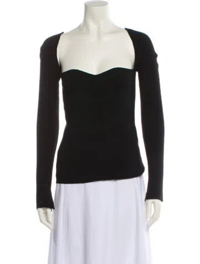 Pre-owned Eleven Six Square Neckline Long Sleeve Top In Blue