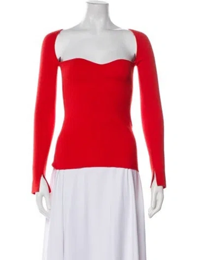 Pre-owned Eleven Six Square Neckline Long Sleeve Top In Orange