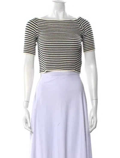Pre-owned Eleven Six Striped Bateau Neckline Crop Top In Multicolor