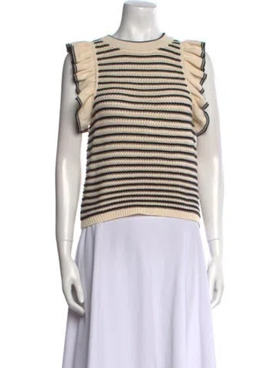 Pre-owned Eleven Six Striped Crew Neck Sweater In Neutral