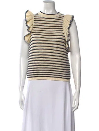 Pre-owned Eleven Six Striped Crew Neck Sweater In Neutrals
