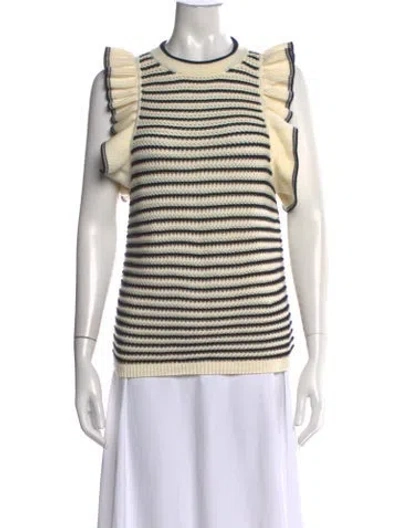 Pre-owned Eleven Six Striped Crew Neck Sweater In Neutrals