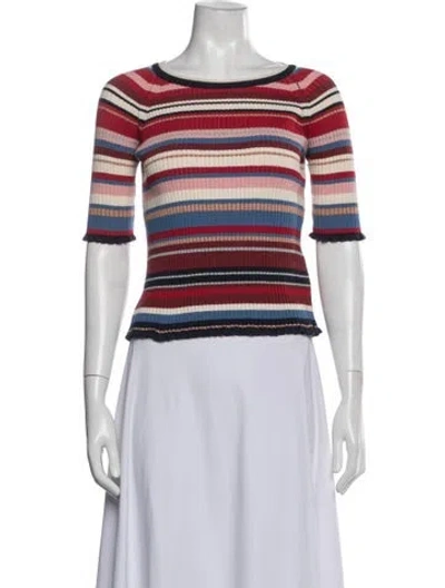 Pre-owned Eleven Six Striped Crew Neck Top In Blue