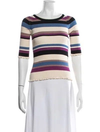 Pre-owned Eleven Six Striped Crew Neck Top In Red