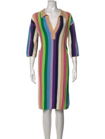 Pre-owned Eleven Six Striped Midi Length Dress In Purple