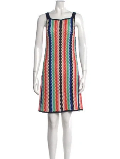 Pre-owned Eleven Six Striped Mini Dress In Blue