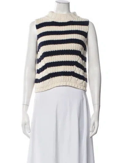 Pre-owned Eleven Six Striped Mock Neck Sweater In Blue