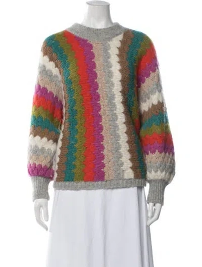 Pre-owned Eleven Six Striped Mock Neck Sweater In Blue/brown/grey