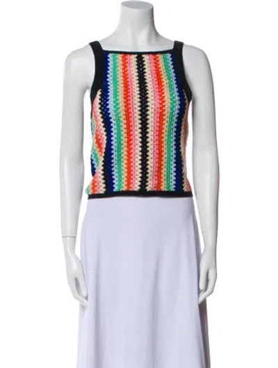 Pre-owned Eleven Six Striped Square Neckline Crop Top In Blue