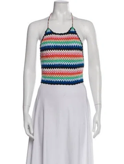 Pre-owned Eleven Six Striped Square Neckline Sweater In White