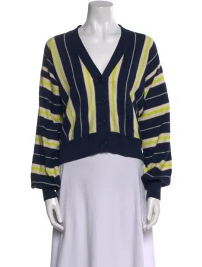 Pre-owned Eleven Six Striped V-neck Crop Top In Blue