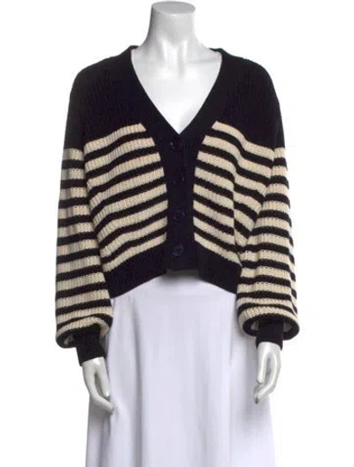 Pre-owned Eleven Six Striped V-neck Sweater In Black