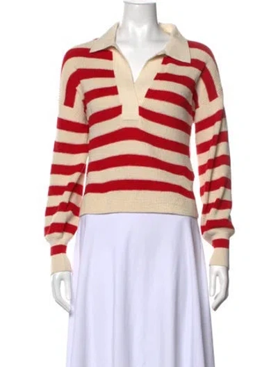 Pre-owned Eleven Six Striped V-neck Sweater In Neutrals