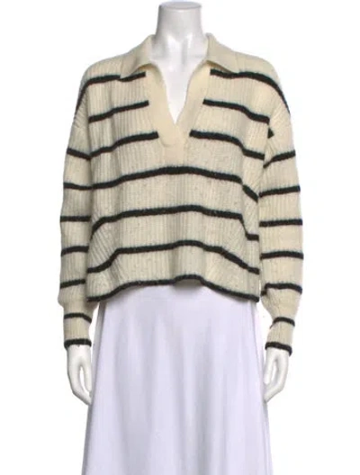 Pre-owned Eleven Six Striped V-neck Sweater In Neutrals