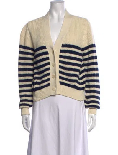 Pre-owned Eleven Six Striped V-neck Sweater In Neutrals