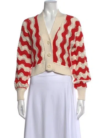 Pre-owned Eleven Six Striped V-neck Sweater In Orange